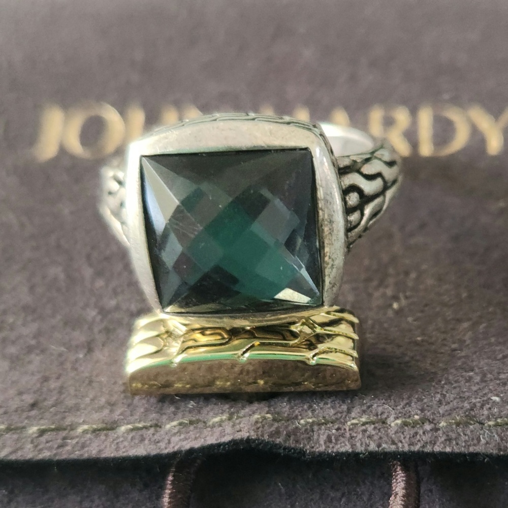 John Hardy Hematite Silver Ring, size 6, preloved )large)